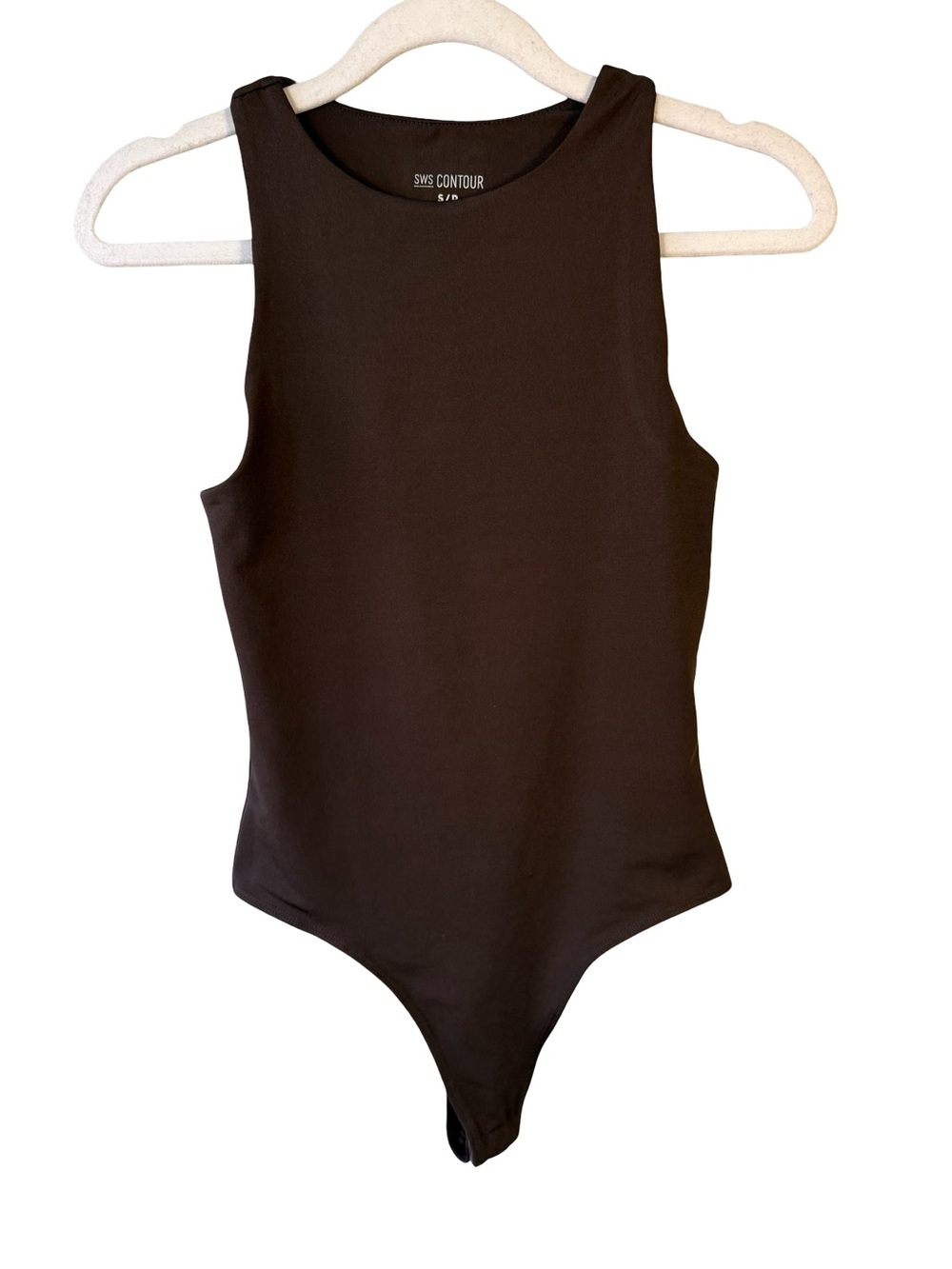 SWS Contour Brown Sleeveless Body Suit Size S Minimalist Neutral Stretch